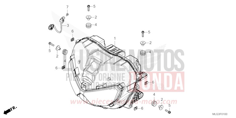 PROJECTEUR (CRF1100A/AL/D/DL) de Africa Twin DCT GRAND PRIX RED (R380B) 2022